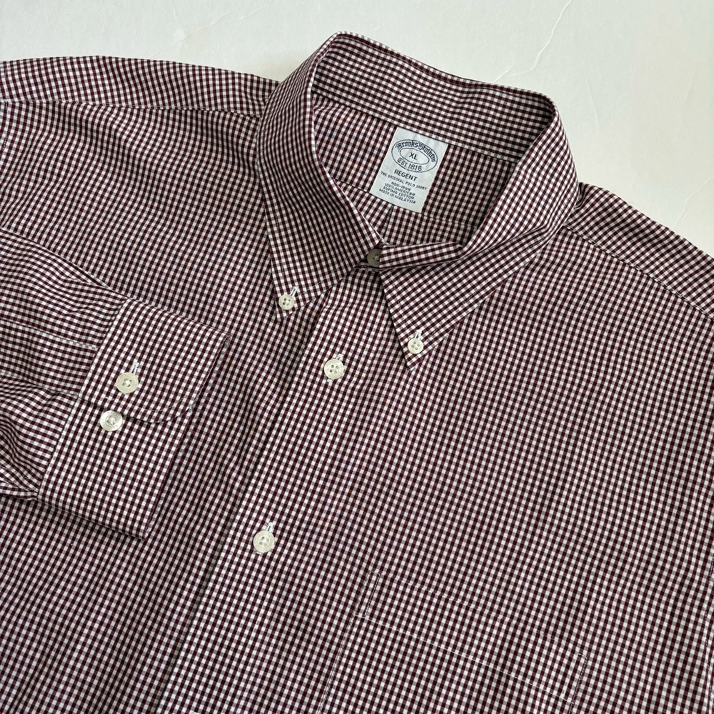 Brooks Brothers Regent Shirt Men’s XL Gingham Check Button Down Red Long Sleeve